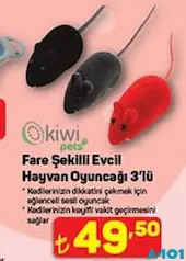 KİWİ PETS FARE ŞEKİLLİ EVCİL HAYVAN OYUNCAĞI 3'LÜ